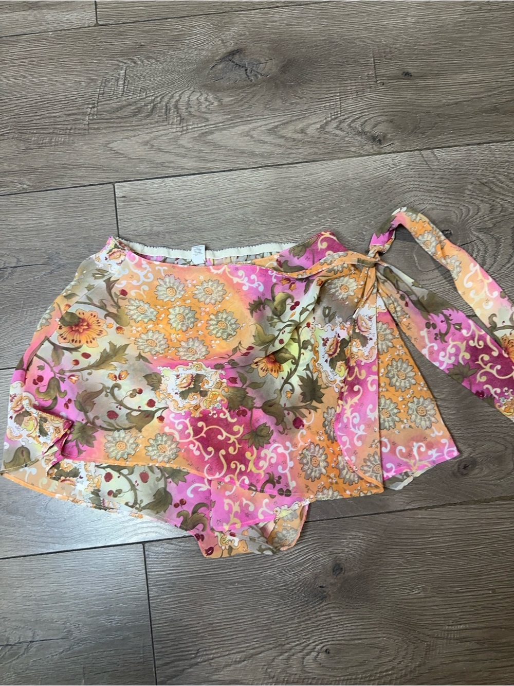 Victoria's Secret Pink, Orange and Gold Floral Satin Slip